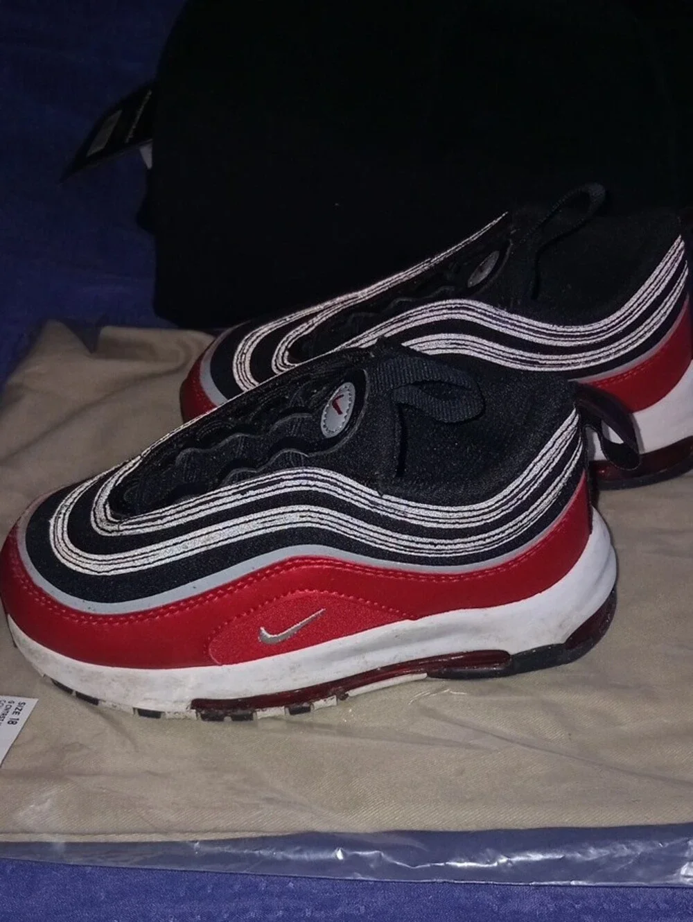 Nike Air Max Kids' Black and Red Slip-On Sneakers